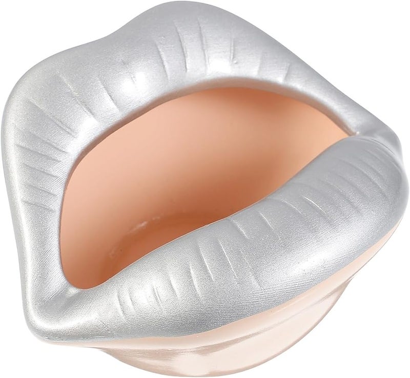 صينية رماد السجائر من البورسلين الفضي على شكل شفاه حامل السيجار والسجائر زينة المكتب للمنزل والمكتب - Image 1